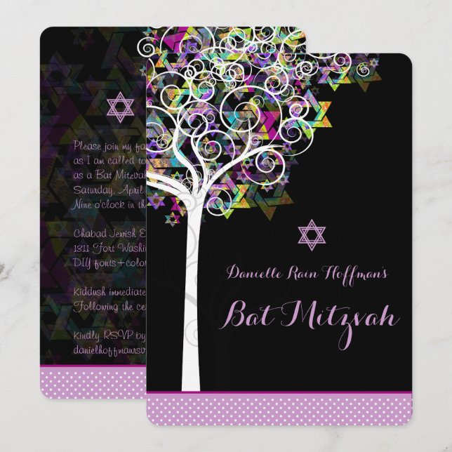PixDezines tree of life Bat Mitzvah/diy background Invitation (Front/Back)