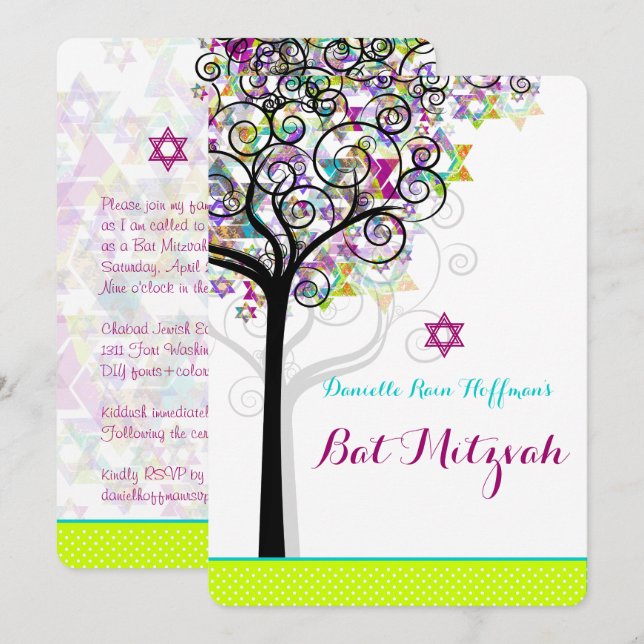 PixDezines tree of life Bat Mitzvah/diy background Invitation (Front/Back)