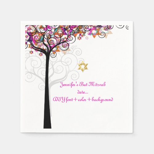 PixDezines TREE OF LIFEBAT MITZVAHPINK Napkins