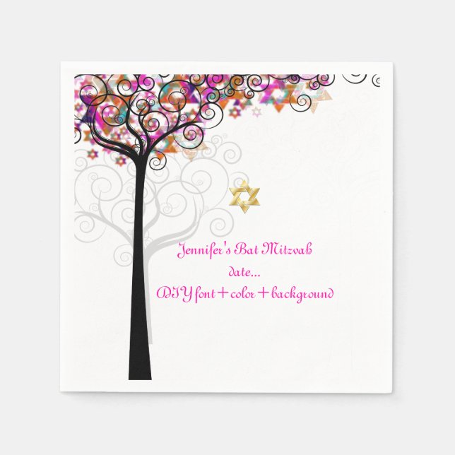 PixDezines TREE OF LIFE/BAT MITZVAH/PINK Napkins (Front)