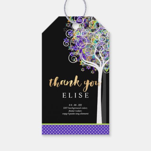 PixDezines Tree of Life Bat MitzvahPurple Gift Tags