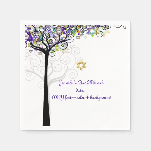 PixDezines TREE OF LIFEBAT MITZVAHPURPLE Paper Napkins