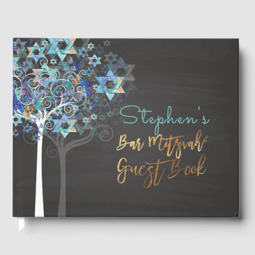 PixDezines Tree of Life Mitzvah/Aqua Blue+Chalkboa