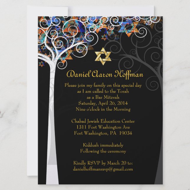 PixDezines tree of life mitzvah Invitation (Front)