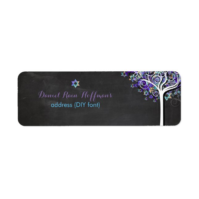PixDezines tree of life/purple/mitzvah Label (Front)
