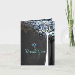 PixDezines tree of life/thank you/chalkboard Letterpress Thank You Card