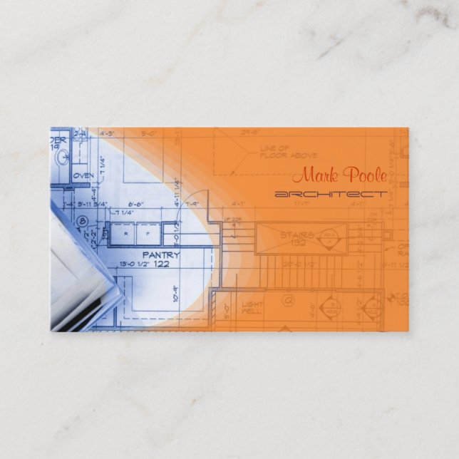 PixDezines Trendy Architect Electric Orange Business Card (Front)