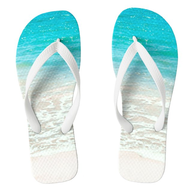 PixDezines Tropical Beach Flip Flops (Footbed)