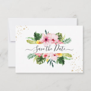 PixDezines Tropical Floral & Foliage Save The Date
