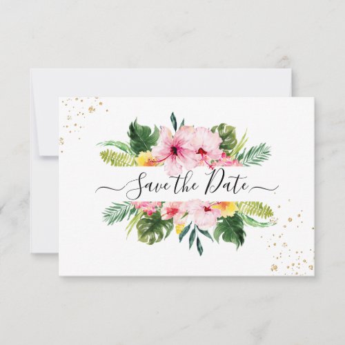 PixDezines Tropical Floral  Foliage Save The Date