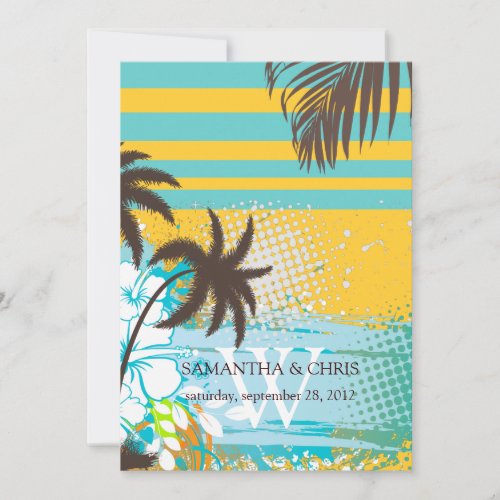 PixDezines tropical grungebeach themeDIY colors Invitation