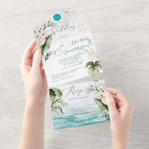 PixDezines Tropical Jungle Foliage Beach Event All In One Invitation