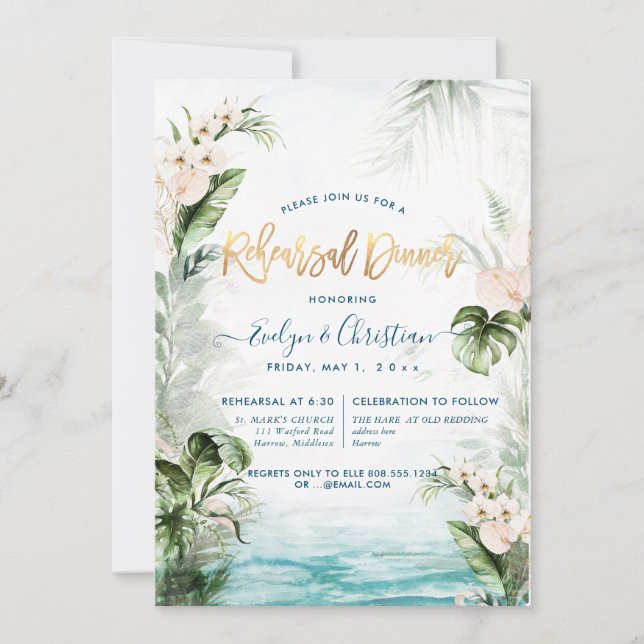 PixDezines Tropical Jungle Foliage Invitation (Front)