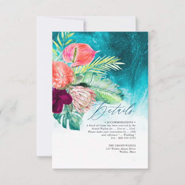 PixDezines Tropical Paradise Beach Details Invitation (Front)