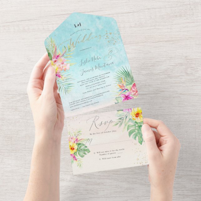 PixDezines Tropical Paradise Beach Event All In One Invitation (Tearaway)