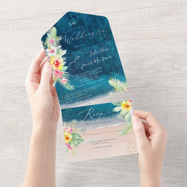 PixDezines Tropical Paradise Beach Event All In One Invitation (Tearaway)