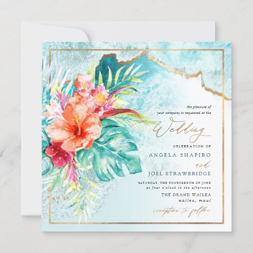 PixDezines Tropical Paradise Beach Waves Invitation