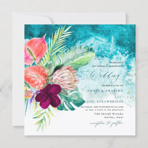 PixDezines Tropical Paradise Beach Wedding Invitat Invitation