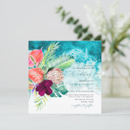 PixDezines Tropical Paradise Beach Wedding Invitat Invitation | Zazzle