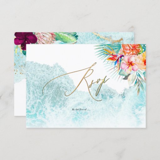 PixDezines Tropical Paradise Beach Wedding RSVP Invitation | Zazzle