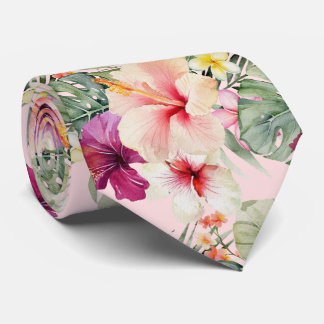 PixDezines Tropical Paradise Floral Foliage Neck Tie