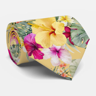 PixDezines Tropical Paradise Floral Foliage Neck Tie