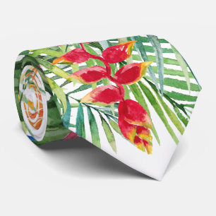 PixDezines Tropical Paradise Floral Foliage Neck Tie