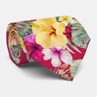 PixDezines Tropical Paradise Floral Foliage Neck Tie