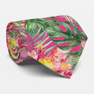 PixDezines Tropical Paradise Floral Foliage Neck Tie