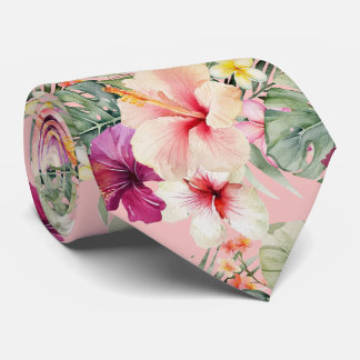 PixDezines Tropical Paradise Floral Foliage Neck Tie