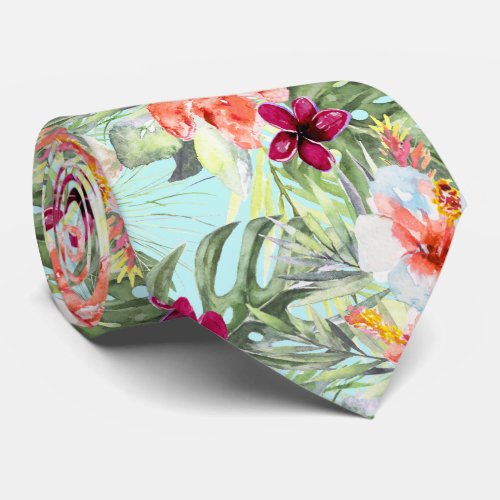 PixDezines Tropical Paradise Floral Foliage Neck Tie