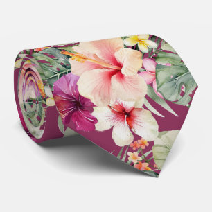 PixDezines Tropical Paradise Floral Foliage Neck Tie