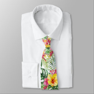 PixDezines Tropical Paradise Floral Foliage Neck Tie