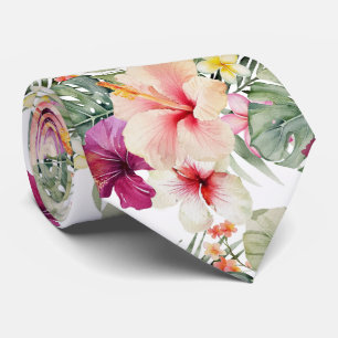 PixDezines Tropical Paradise Floral Foliage Neck Tie