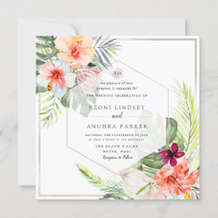 PixDezines Tropical Paradise Flowers Foliage Invitation