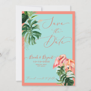 PixDezines Tropical Pink Flamingos DIY Colors Invitation
