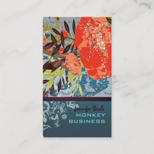 PixDezines Tuscanini retro floral + teal Business Card Templates