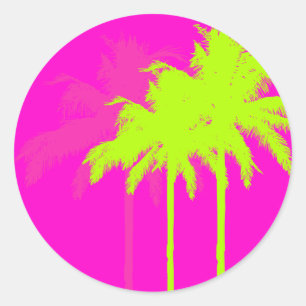 PixDezines twin palms/diy background color Classic Round Sticker