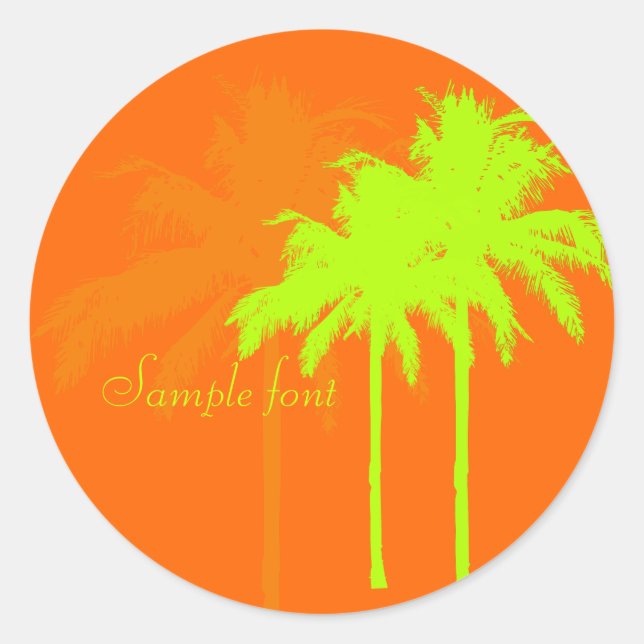 PixDezines twin palms/diy background color Classic Round Sticker (Front)