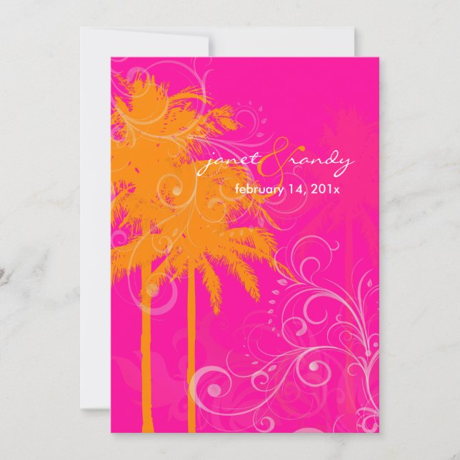 PixDezines twin palms+swilrs/DIY background color Invitation (Front)