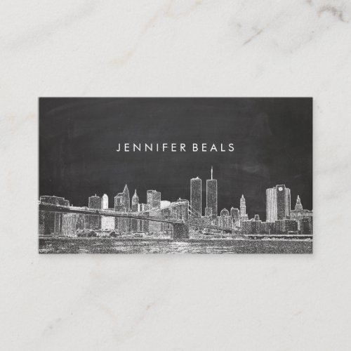 PixDezines Twin Towers NYC SkylineChalkboard Business Card