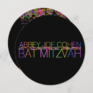 PixDezines typography/neon/bat mitzvah Invitation