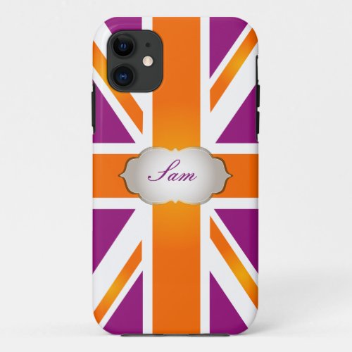 PixDezines union jackraspberryorange iPhone 11 Case