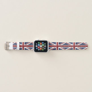 PIXDEZINES UNION JACK, WATERCOLOR BRITISH FLAGS APPLE WATCH BAND