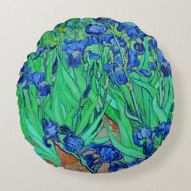 PixDezines van gogh iris/st. remy Round Pillow (Front)