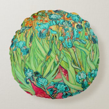 Pixdezines Van Gogh Iris/st. Remy Round Pillow by The_Masters at Zazzle