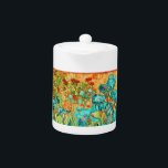 PixDezines van gogh iris/st. remy Teapot<br><div class="desc">PixDezines Van Gogh teal irises.   Digitally enhanced by PixDezines.
com.  All rights reserved.</div>