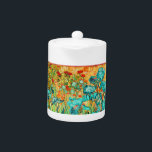 PixDezines van gogh iris/st. remy Teapot<br><div class="desc">PixDezines Van Gogh teal irises.   Digitally enhanced by PixDezines.
com.  All rights reserved.</div>