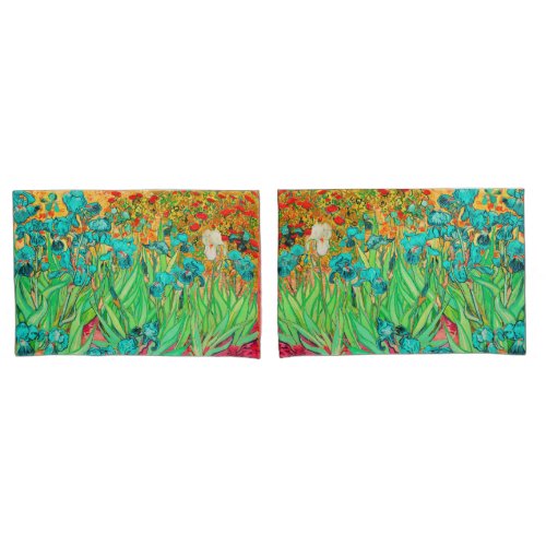 PixDezines Van Gogh IrisesTealSt Remy Pillow Case