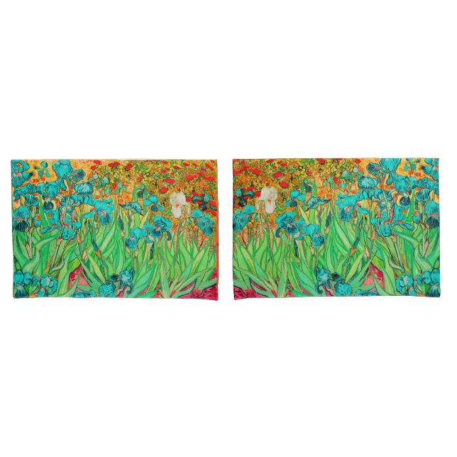 PixDezines Van Gogh Irises/Teal/St. Remy Pillow Case (Front-Set)